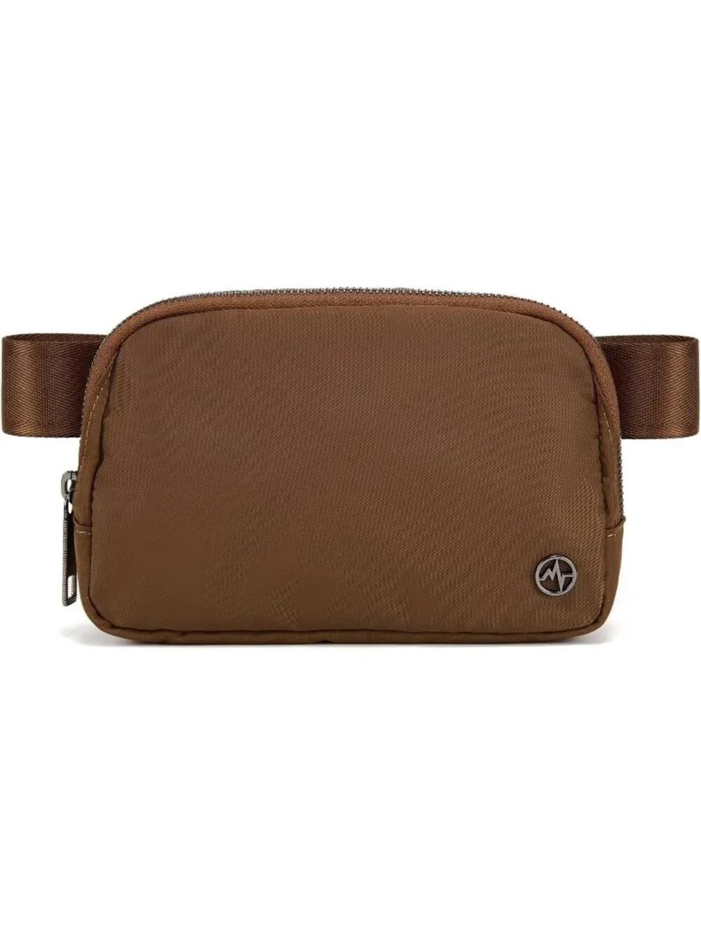 Men's Saddle Brown Crossbody Belt Bag Wide Zipper Adjustable Strap 3-Pockets